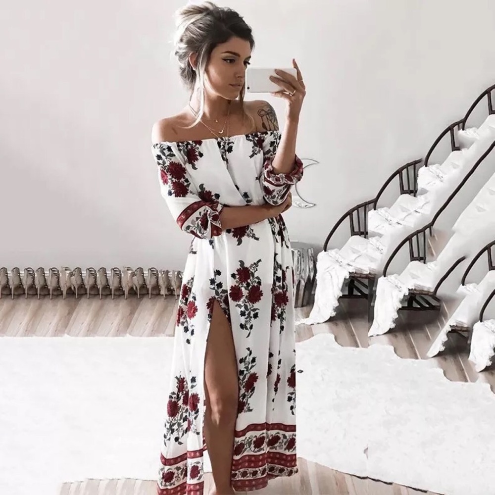 🌺SALE🌺FLORAL OFF THE SHOULDER MAXI DRESS- NEW🌺 - Picture 2 of 8